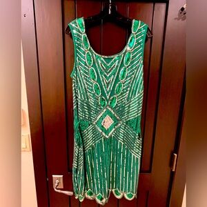 Fun emerald green sequined dress
